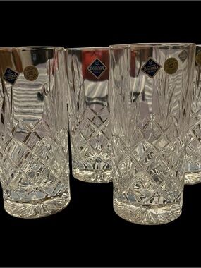 Vintage Bohemia Crystal Highball Glasses - Clear (Set of 4)
